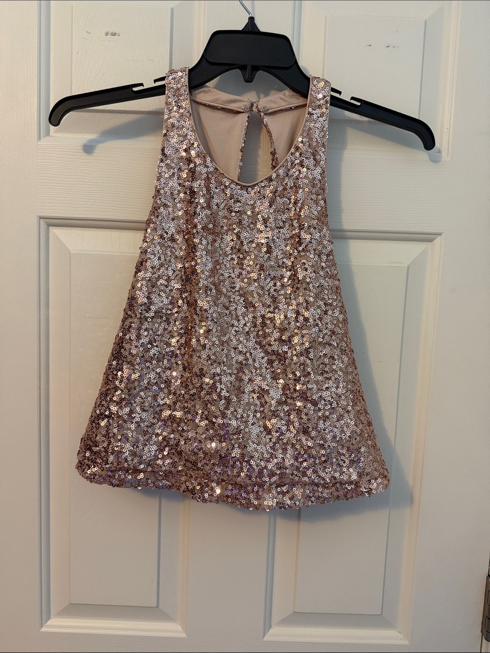 Belle Badgley Mischka Sequin Sleeveless Party Top - Rose Gold